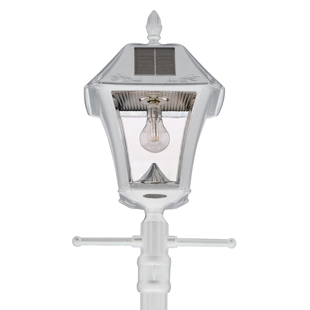 Baytown II Bulb Solar Lamp Post Light Kit 77 (White Traditional Design + Post)