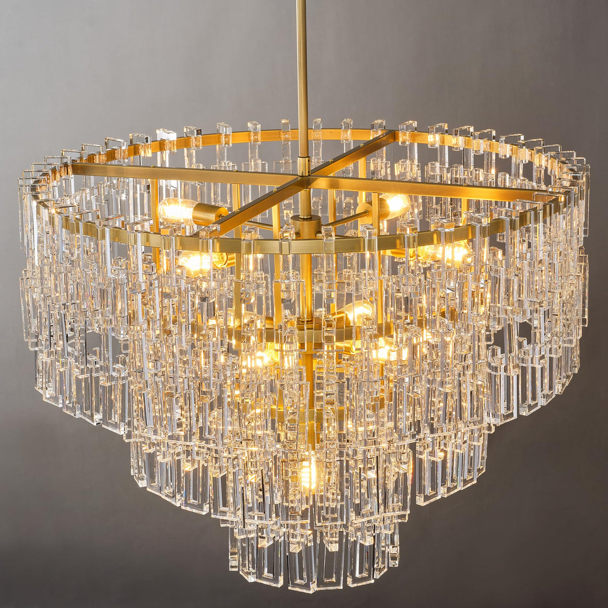36'' W Round Crystal Chain Chandelier 9 (Gold-4(36''))