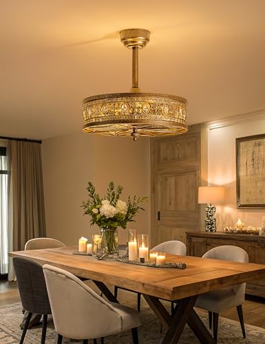 Chandelier Ceiling Fan with Light and Remote