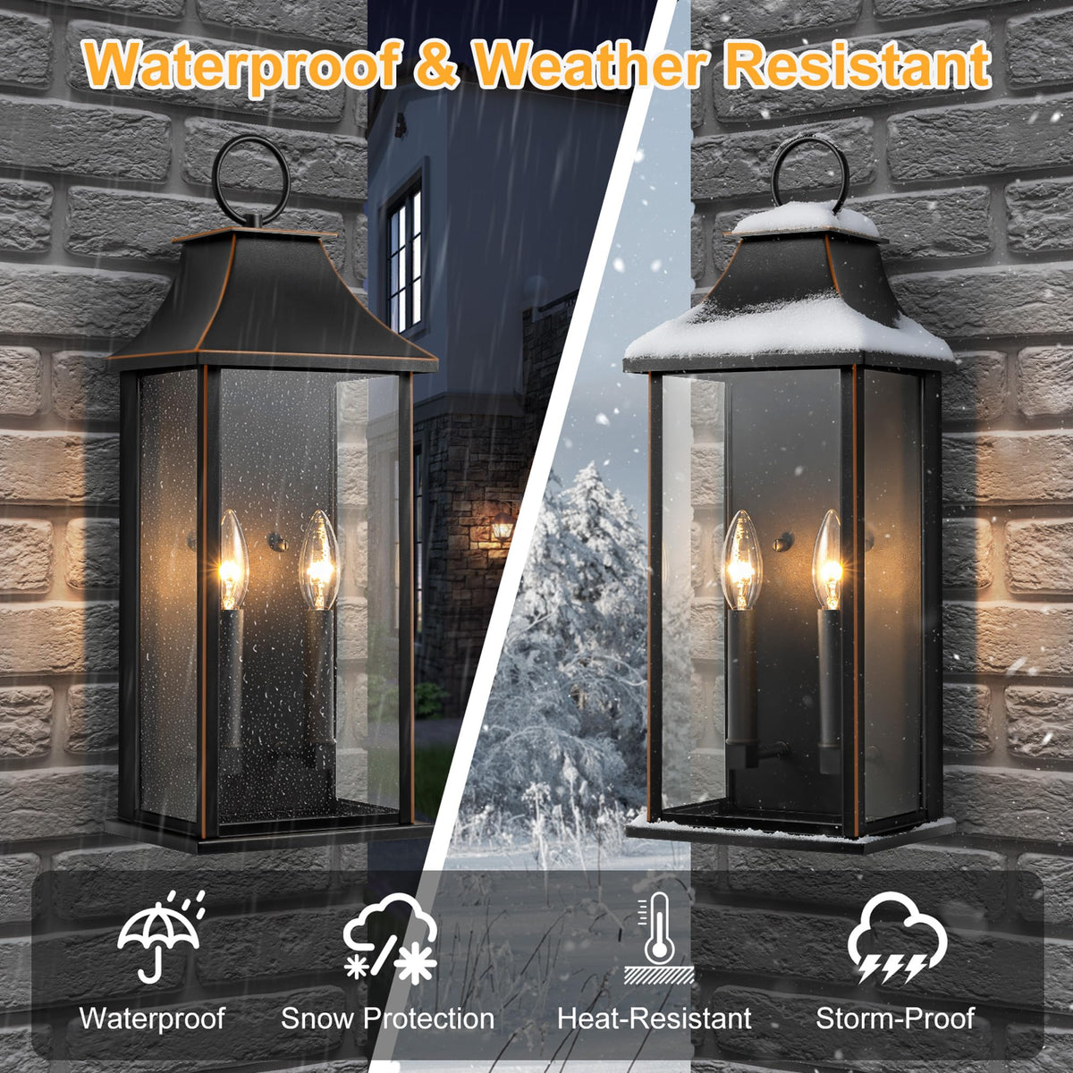 Dusk to Dawn Outdoor Wall Light (Black(with Brown Trim) / 20.6 inch)