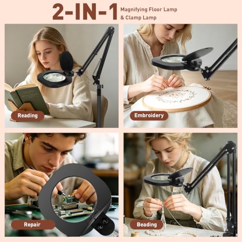 2200 Lumens 15X Esthetician Magnifying Lamp (Black)