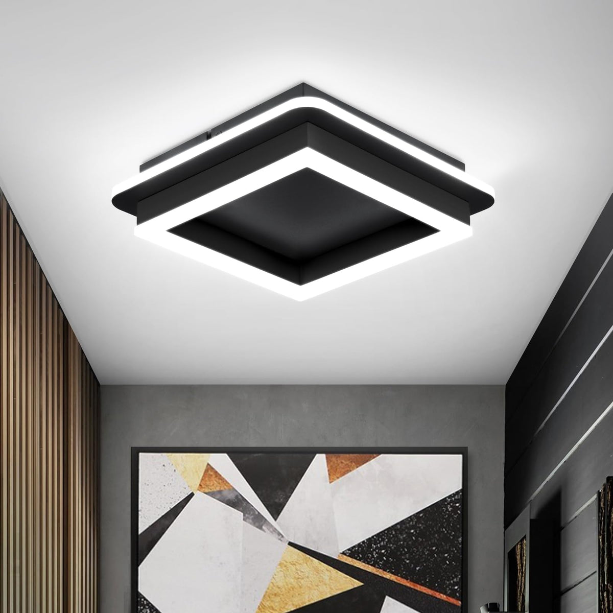 2 Packs Square Flush Mount Ceiling Light (All Black / 2 Packs)