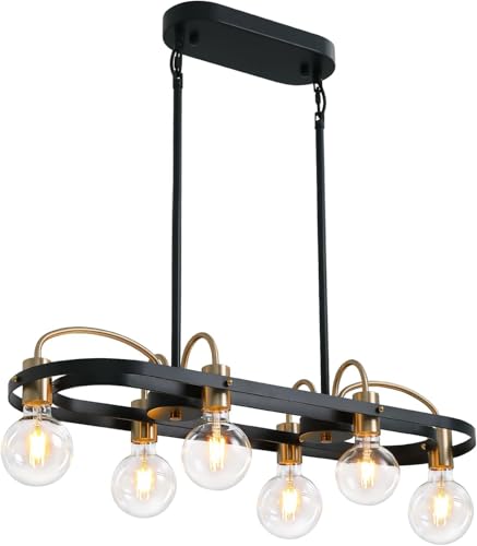 6 Lights Rectangular Chandelier (Black)