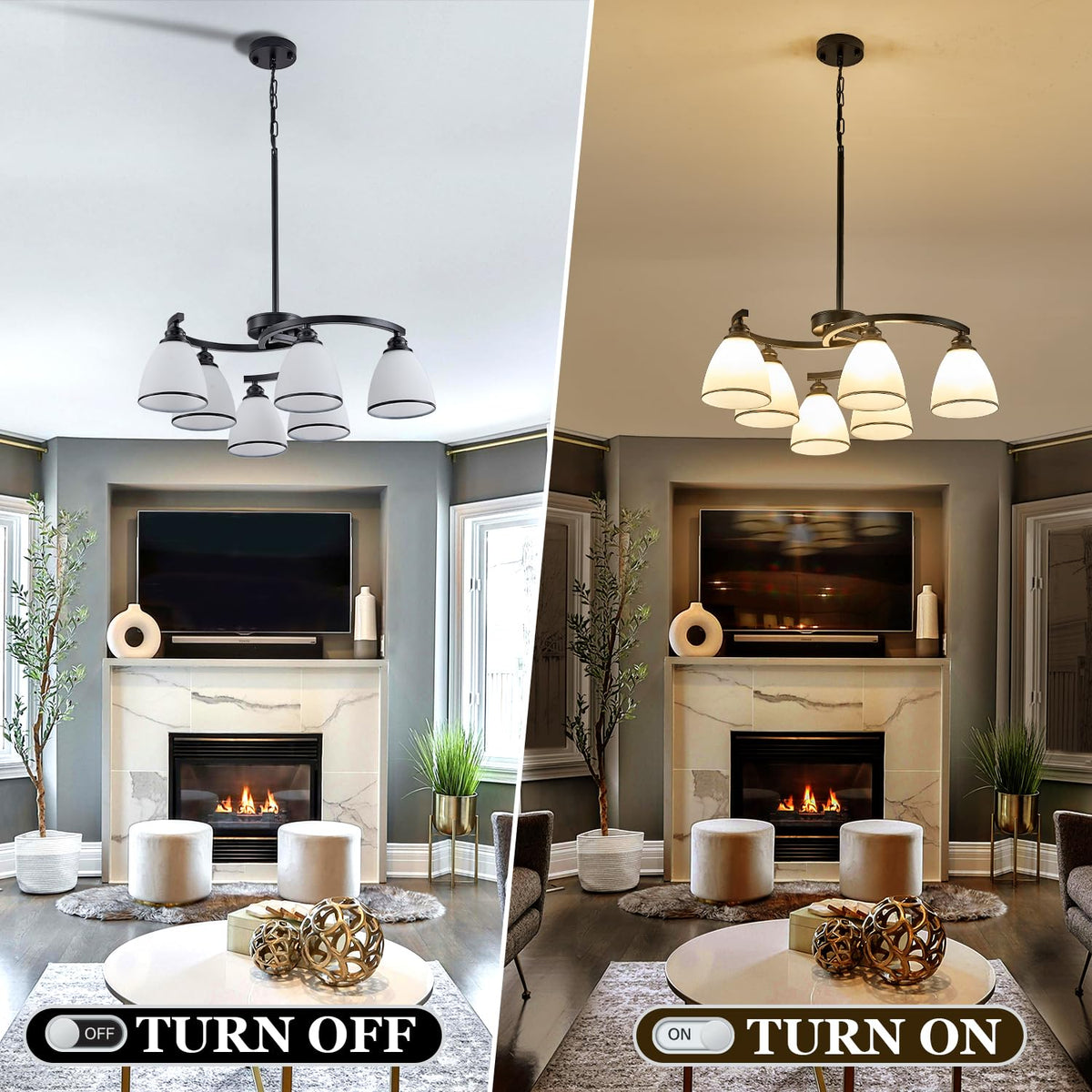 6 Light Modern Chandelier Light Fixture for Dinner Room (black-b / large-6 light)