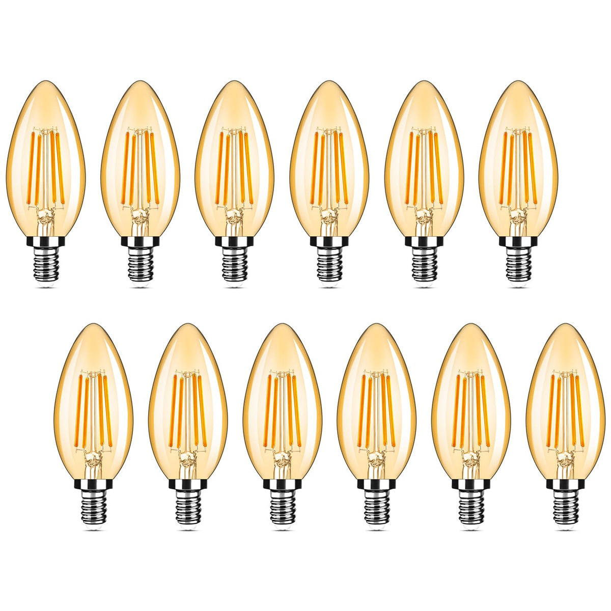 12 Pack Dimmable E12 LED Candelabra Bulbs 40Watt Equivalent (Amber Warm White / 12 Count (Pack of 1))