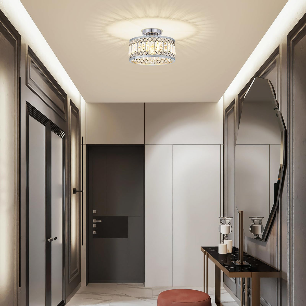 Crystal Chrome Ceiling Light (Chrome / 11 Inch)
