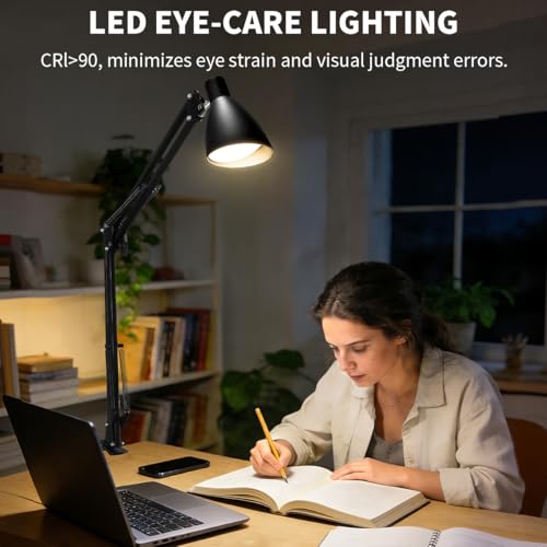 Swing Arm Desk Lamp with Clamp (Black / Standard)