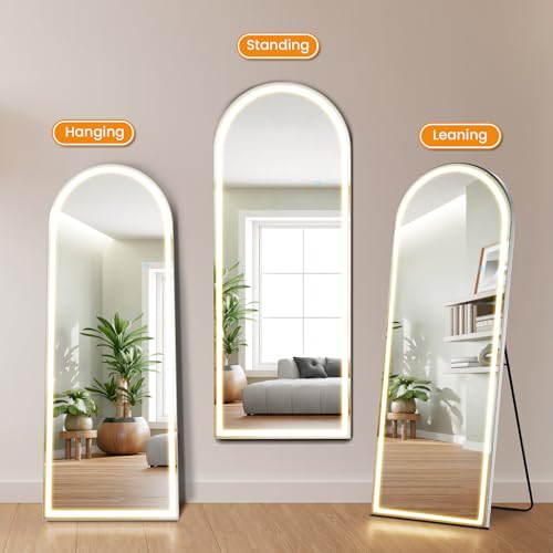 LED Arched Full Length Mirror (White Led-arched / 71"L x 26"W)