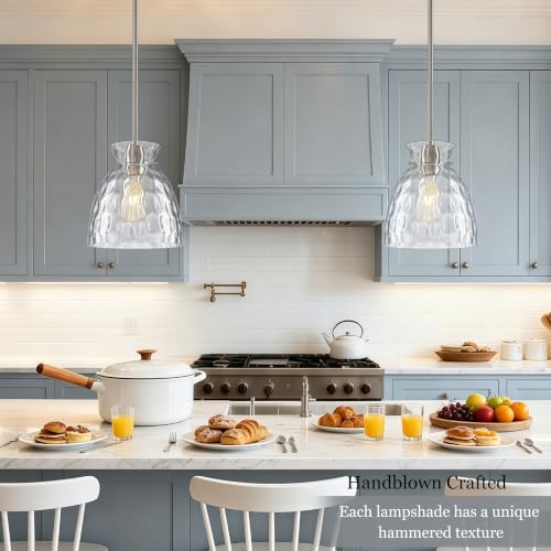 Upgrade 7.5" Brushed Nickel Pendant Lights Kitchen Island Lighting 59" Rods (2-Pk Brushed Nickel / D7.5" / Upgrade Rods)