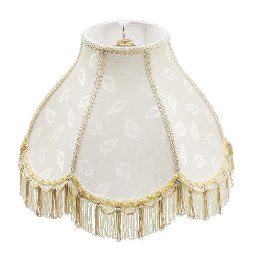 30336 Tranditional Scallop Dome Shape Spider Construction Lamp Shade in Butter Cream Jacquard Fabric (Butter Cream & 13" Wide)
