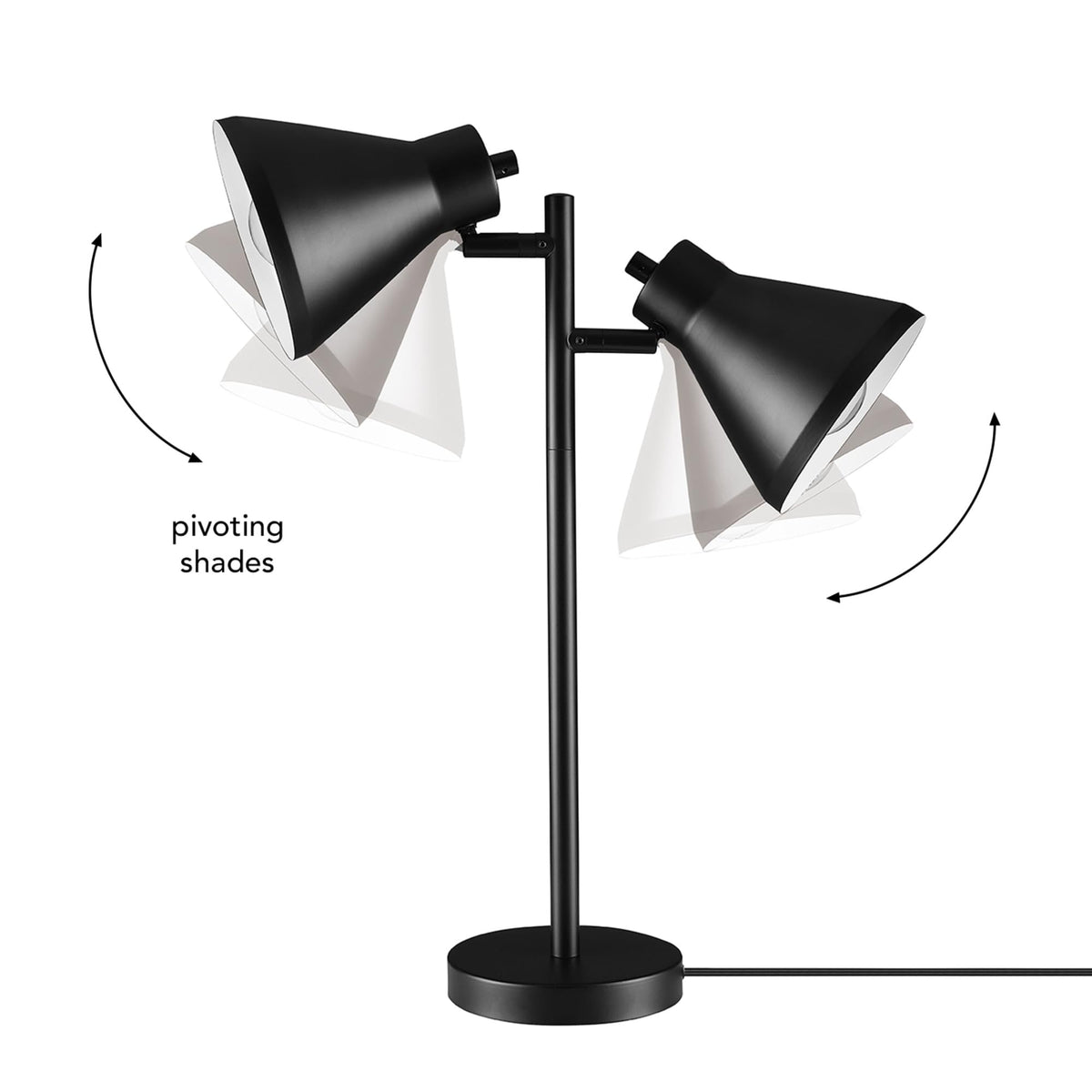 18" 2 Light Desk Lamp (Matte Black, Industrial)