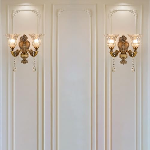 Vintage Crystal Sconces Set of 2 (2 Head / 2PC)
