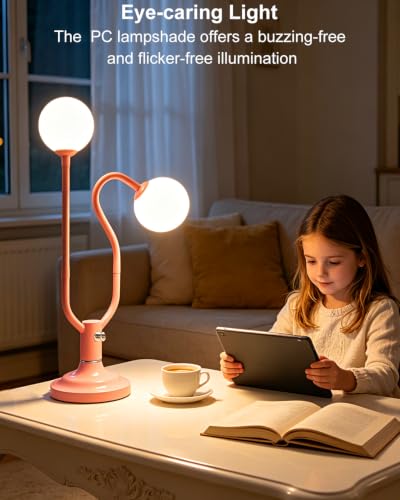 Pink Globe Table Lamp Dimmable Magic DIY Arms G9 Bulbs Included (15-Pink-Globe-2U-Magic DIY Arms)