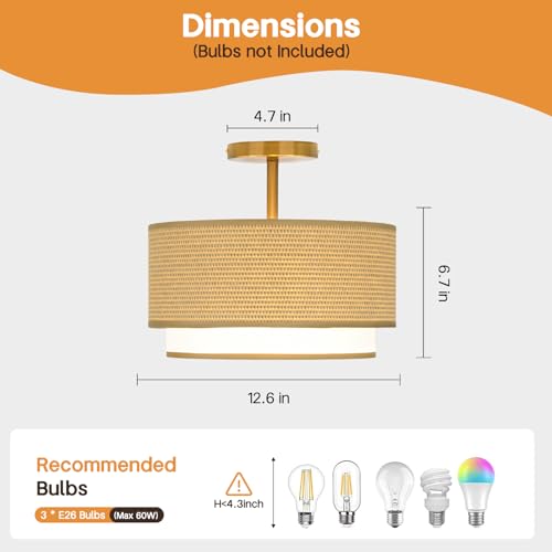 Boho Light Fixtures Woven Rattan (Natural)