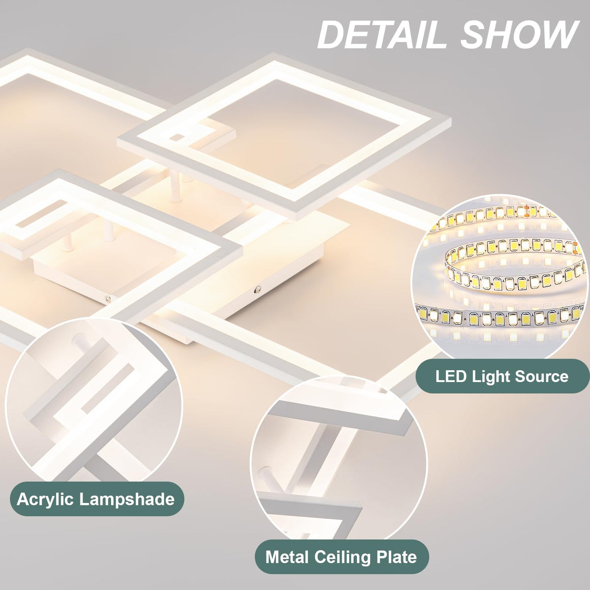 Modern LED Ceiling Light (White / 30 Inches)