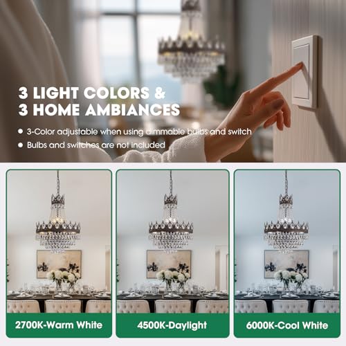 Vintage Crystal Chandeliers for Dining Room Light Fixture (D19"H25.6"- Antique Bronze)