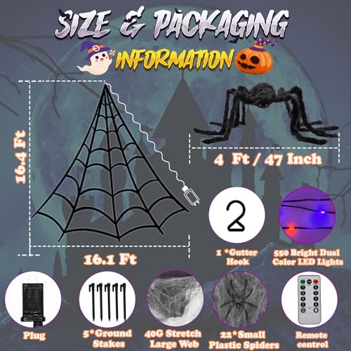 Halloween Light Up Spider Web Outdoor