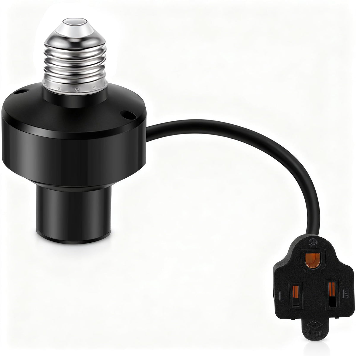 3 in 1 E26 Light Socket Outlet Adapter (Black)
