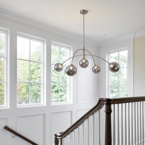 Chandelier 6 Lights Modern Nordic Gold Sputnik Chandelier Hanging Lighting Glass Globe Ceiling Pendant Light Fixtures