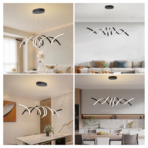 Kitchen Island Lighting (37in/Black/Linear/60W-Dimmable)