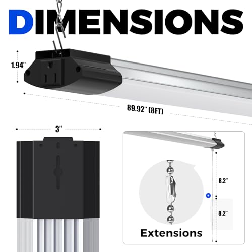 BS168 LED Shop Lights 8FT for Workshop (5000K / Black-168W-8FT-6 Packs)
