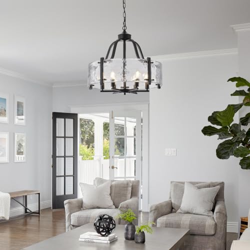 Water Textured Glass Chandelier (Black / 22 Inch)