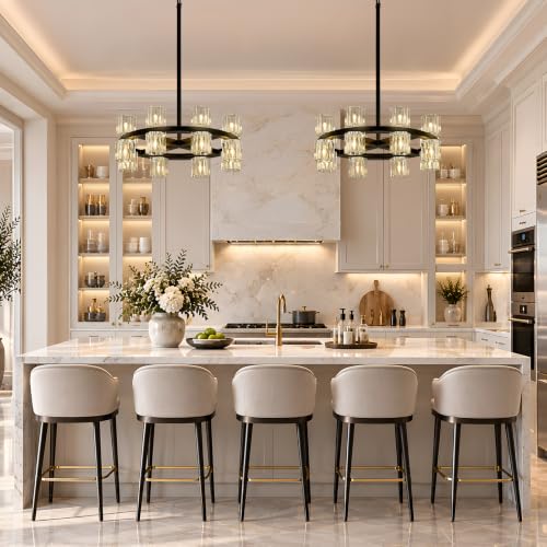 16 Lights Dia 19" Black Crystal Chandeliers for Dining Room Light Fixture (Black / Round D19'' 16-Lights)