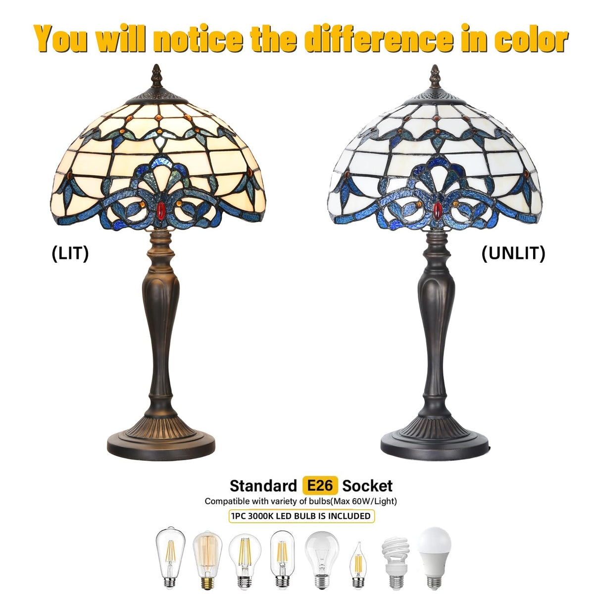 TL0003 Tiffany Table Lamp Blue Baroque (Beige Baroque)