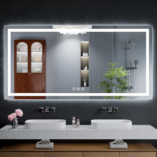60"x30" LED Bathroom Mirror with Lights (Frontlit & Backlit / 60"L x 30"W)