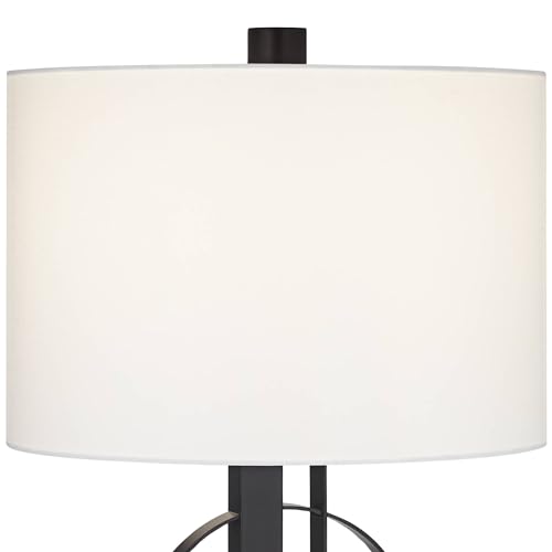 Galaxy 32" Large Table Lamp Black Geometric Base Dual USB Sculptural