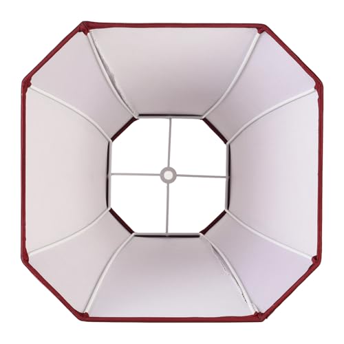 2 Pcs Wine Red Square Cute Lamp Shades Octagonal Faux Silk Lampshade Replacement Medium Lampshade 6.5×13×10.6IN (13IN 2 PACK / Red)