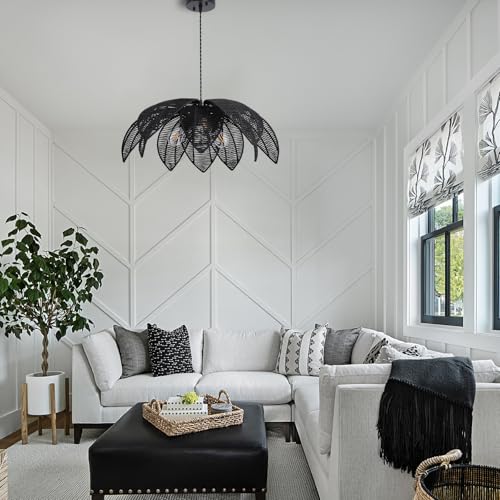 Black Rattan Chandelier (DW-007-3H)