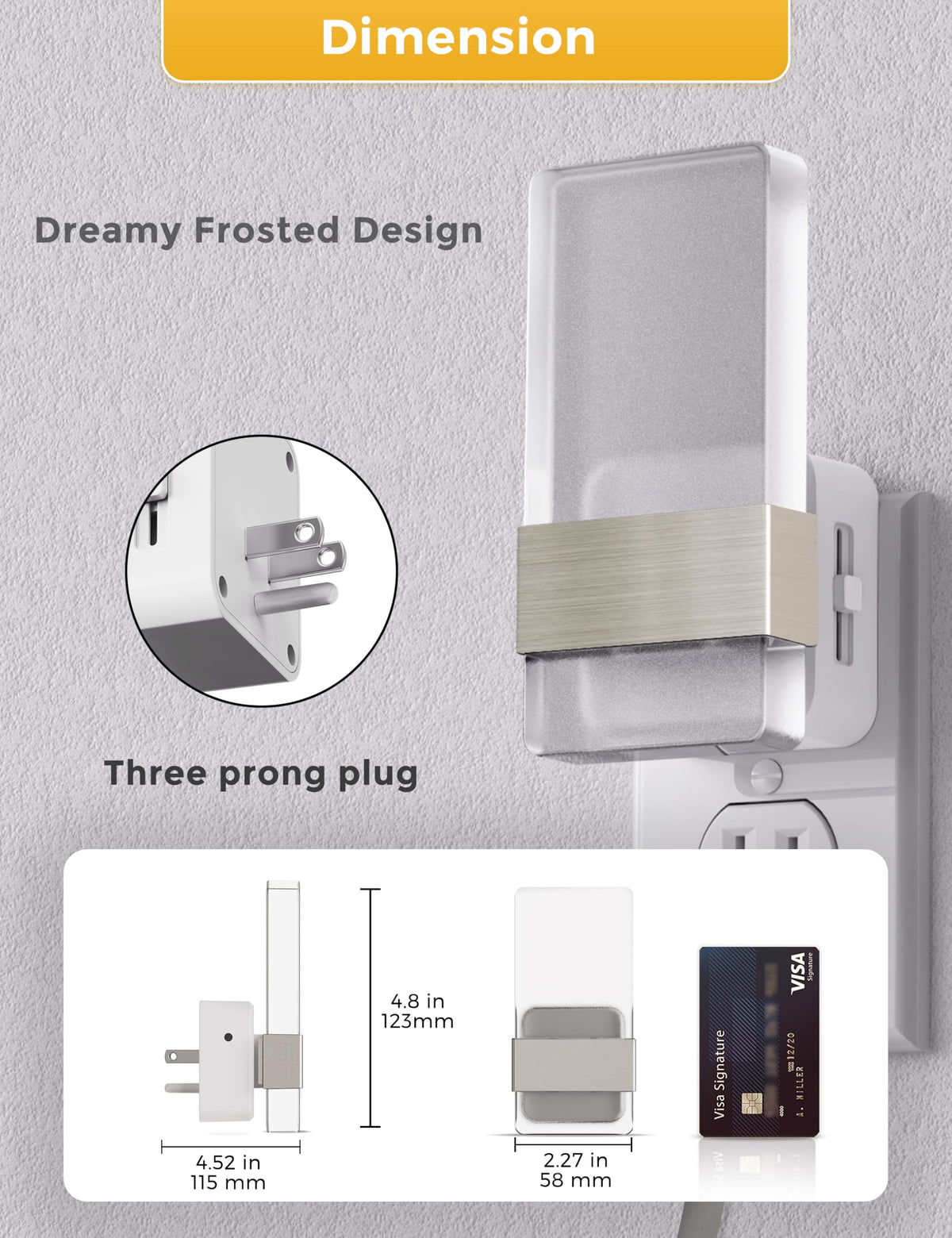 Night Light Amber Night Lights Plug Into Wall (Silver)