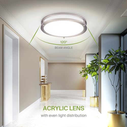 LED 14" Round Flush Mount Lighting (Brushed Nickel)