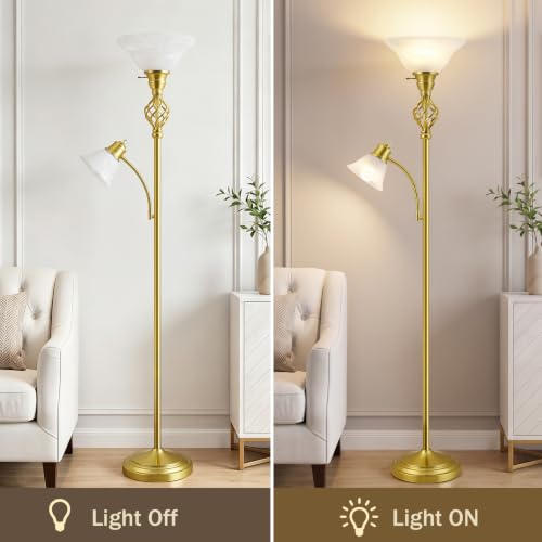 Torchiere Floor Lamp for Living Room (Gold 2)