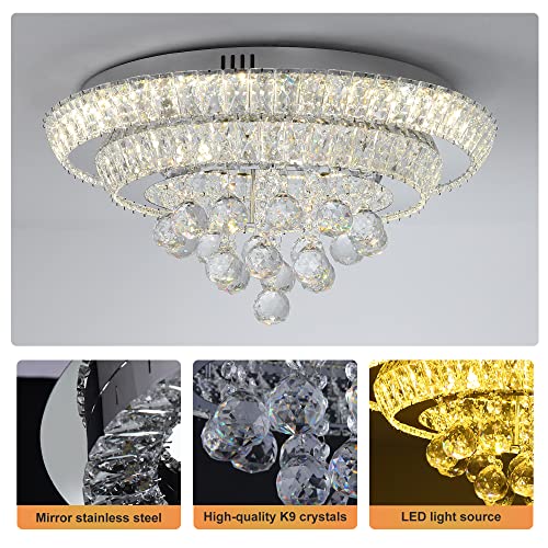 Elegant LED Crystal Raindrop Ceiling Light (Silver / 20 inches)