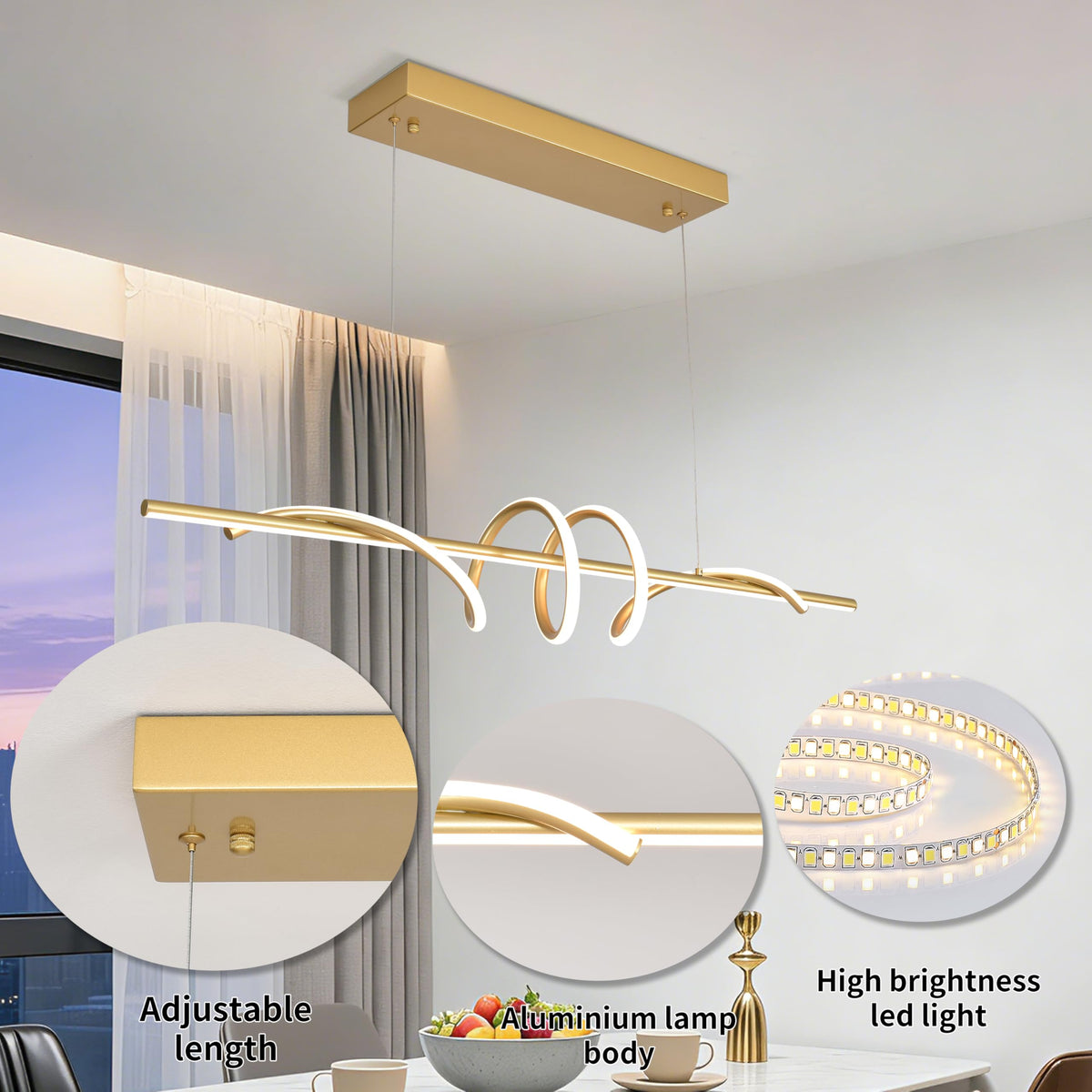 Modern LED Pendant Light (Gold)