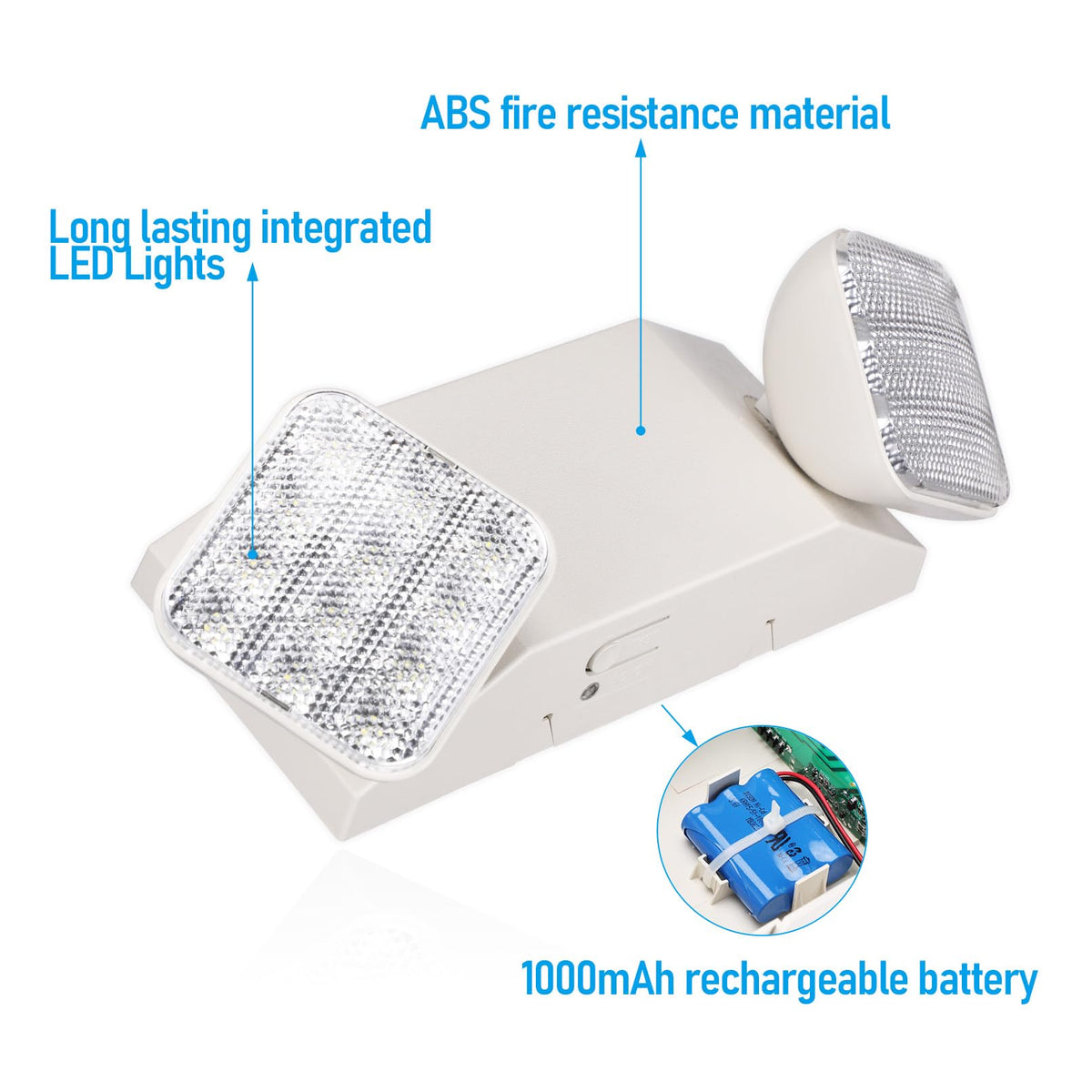 2 Pack LED Emergency Lights with Battery Backup UL Listed White (White)