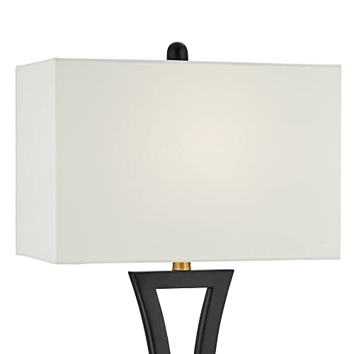 Roxie 31" Large Table Lamp USB Set of 2 Black Metal Modern