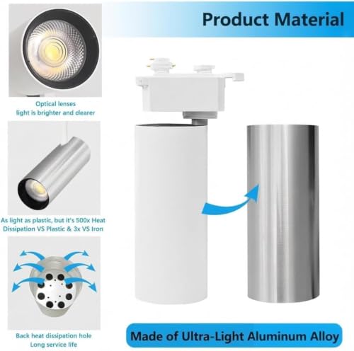 Plug in H Type LED Track Lighting Kits Dimmable Adjustable Angle Heads (Complete Kit)