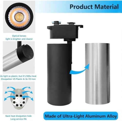 Plug in H Type LED Track Lighting Kits Dimmable Adjustable Angle Heads (Complete Kit)