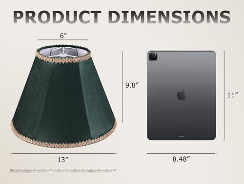 Green Velvet Lamp Shades Set of 2 6"×13"×9.8" Bell Shade (6*13*9.8in / Green-2 Pack)