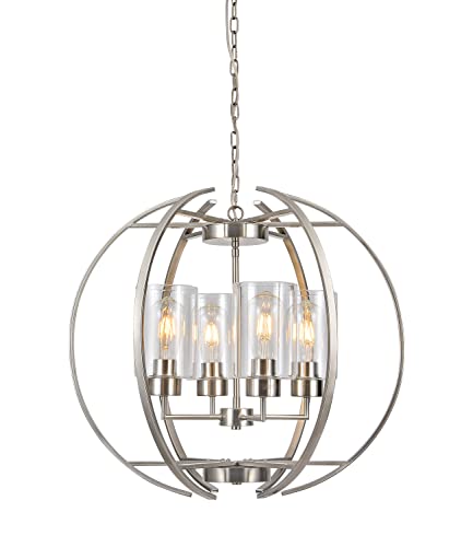 Globe Chandelier Modern Foyer Lighting Fixtures Dining Room Hanging Pendant Lighting Frosted Glass Shades