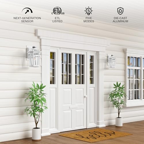 White Large Adjustable Sensitivity Motion Sensor Outdoor Lights (White / Large 1-Pack)