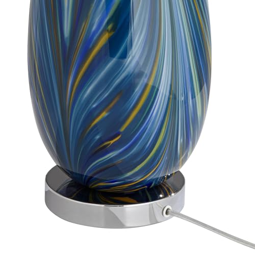 Pablo 27" Tall Table Lamp Blue Art Glass Table Top Dimmer Modern (Blue Art Glass - Table Top Dimmer Included)