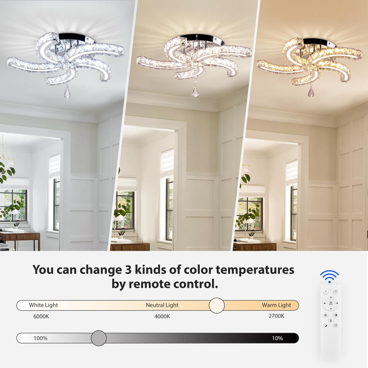 19.7" Crystal Ceiling Light (Acrylic-Dimmable)