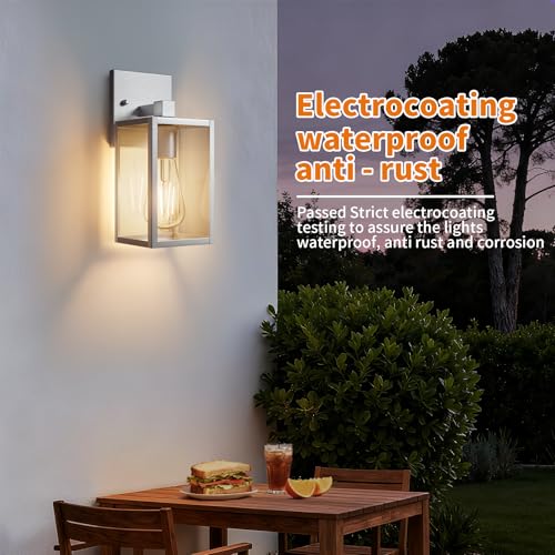 2 Pack Silver Outdoor Wall Sconce Lights Wall Mount (Silver / 10.24'')