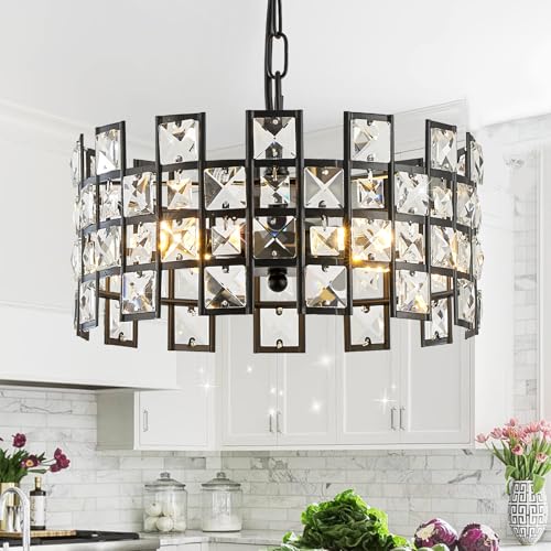 Black Crystal Pendant Light (Small Matte Black)