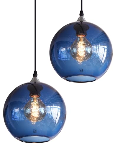 Pendant Lights Kitchen Island Glass Blown Lighting Modern Globe Seeded Brushed Nickle 7" Diam