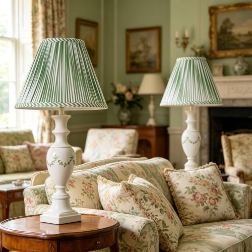 Lamp Shades White Green Polyester Set of 2 Bell Shade 6"×13"×9.8" (Green-2 Pack / 6*13*9.8in)